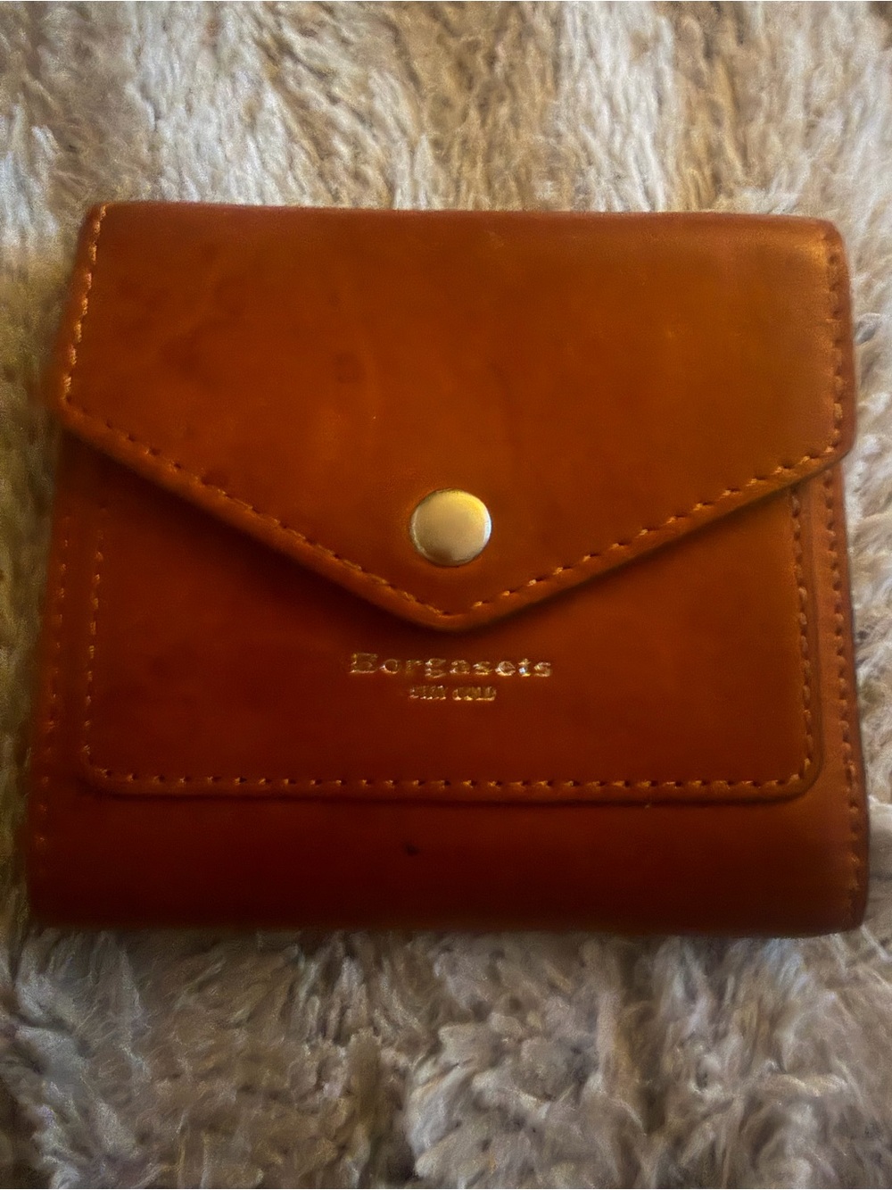 Leather Compact Wallet - Brown